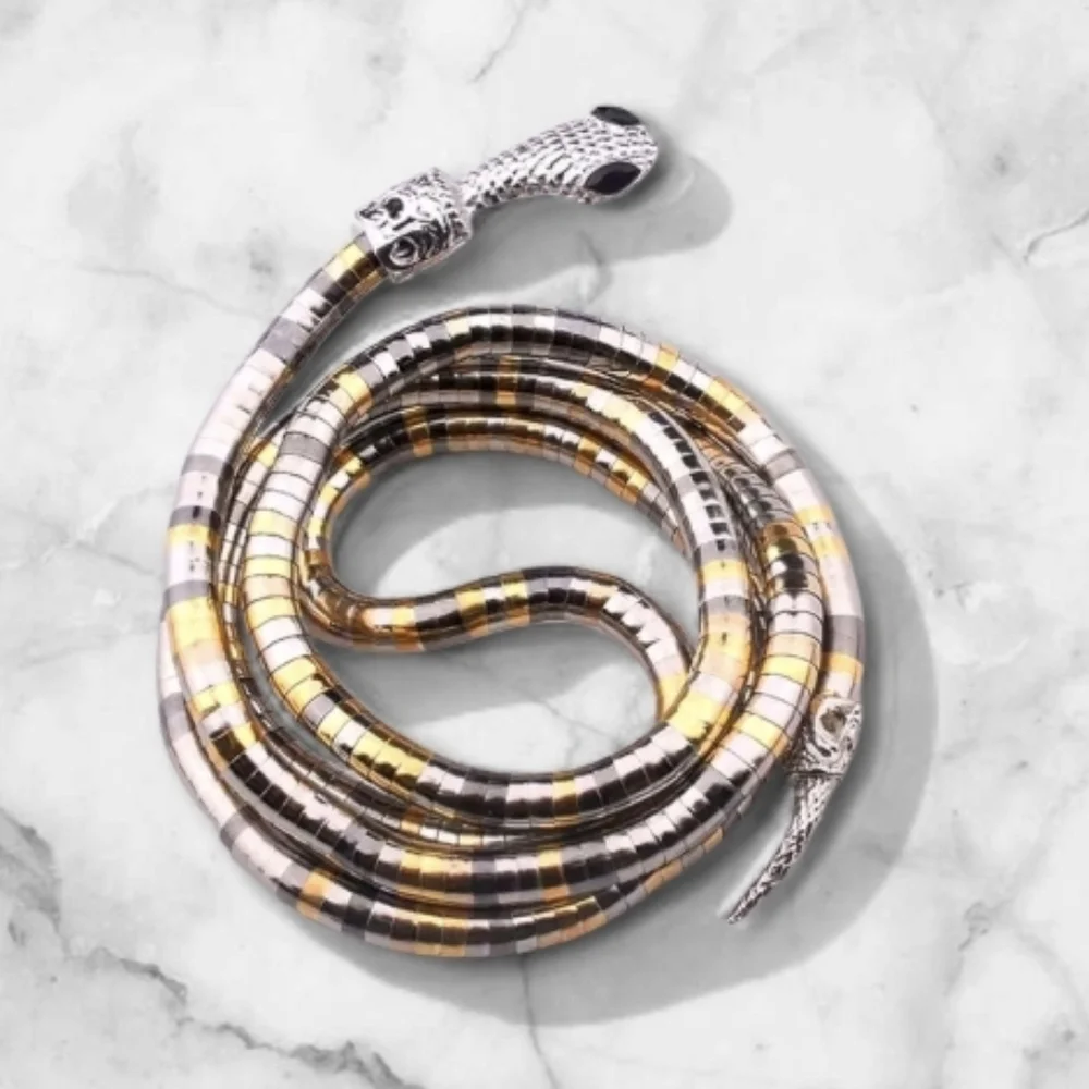 Killstar Serpent Snake Necklace In Mixed Metal Gold, Silver Bronze | NWOT